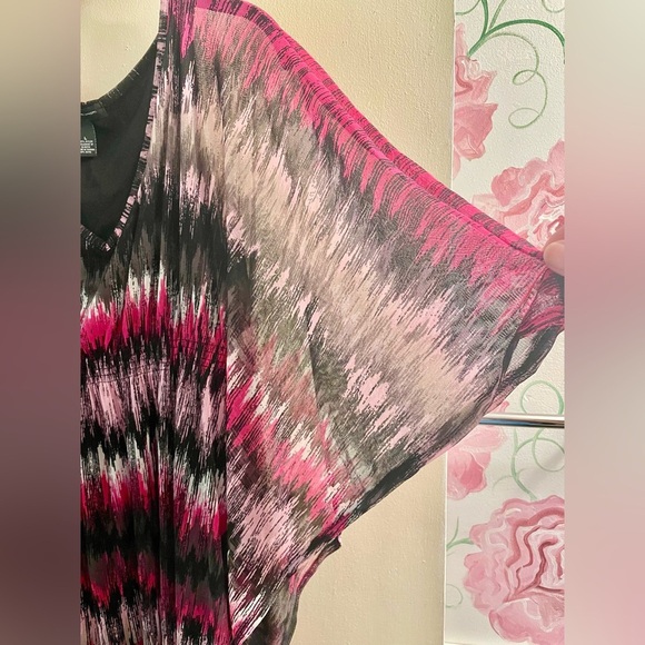 INC Dress w/ bat-wing short sheer sleeves. SIZE Large - Picture 3 of 9